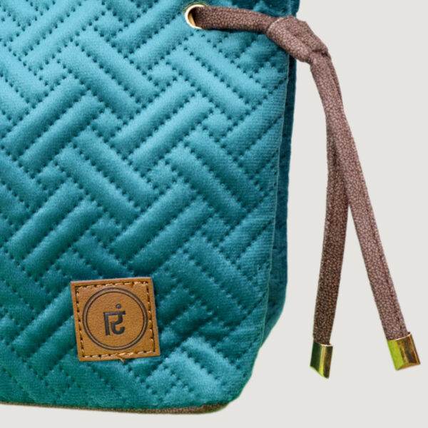 Marine Teal  Kapitone Bucket Bag - Image 3